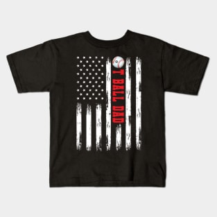 T-BALL DAD WHITE AMERICAN FLAG RED Kids T-Shirt